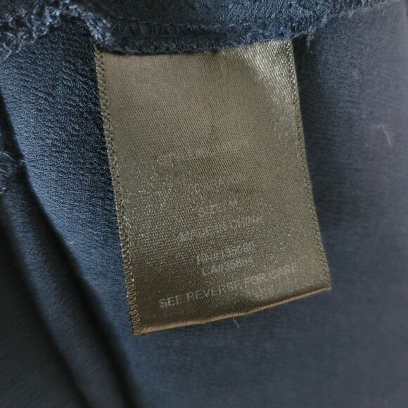 Black Swan Boho Eyelet Dress Blue Medium Ruffle Scoop Crochet Sleeveless Shift - Picture 6 of 6